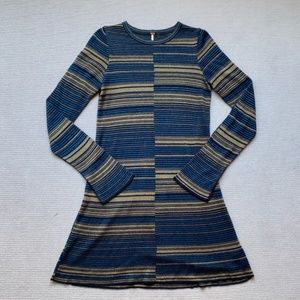 Free People blue/gold striped dress